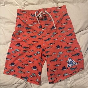 Coral Fish Print Men's Swim Board Shorts